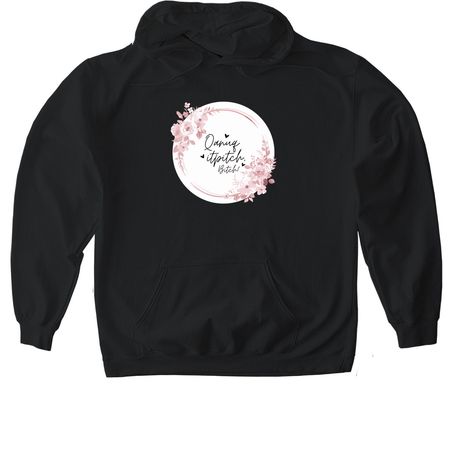 Qanuq itpitch, b****?, a Black Gildan Softstyle Pullover Hoodie