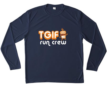 TGIF Run Crew | Performance Shirts, a True Navy Unisex Performance Long Sleeve Tee