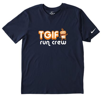 TGIF Run Crew | Performance Shirts, a College Navy Nike Dri-FIT Jersey Blend Performance Tee