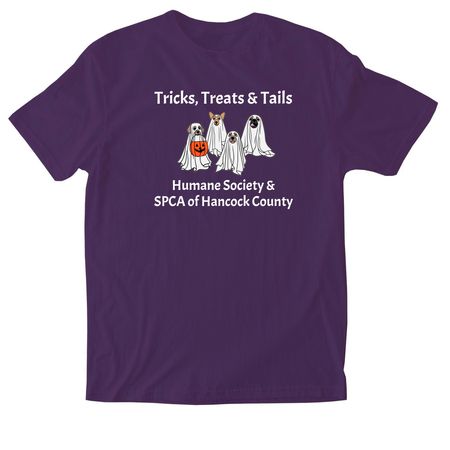 Tricks, Treats & Tails in more colors, a Purple Softstyle Cotton Tee