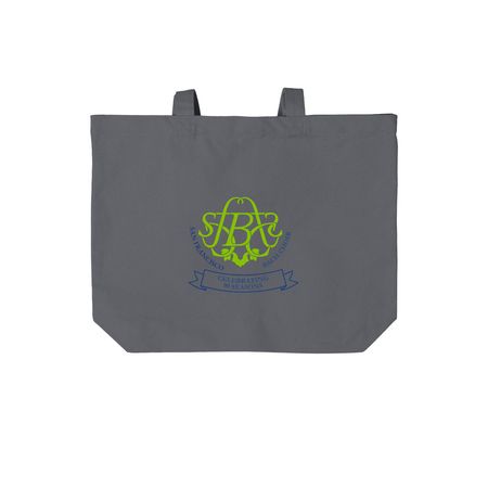 90th anniversary tote (green & blue logo), a Storm Grey Cotton Canvas Tote Bag