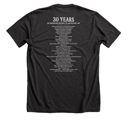 Antelope Dinner Theater Marquee (White), a Dark Grey Heather Premium Unisex Tee (back-view)