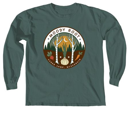 Moody Root Farm Merch, a Blue Spruce Comfort Colors Long Sleeve Tee