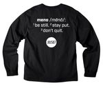 Meno Wear (Definition), a Black Unisex Heavyweight Long Sleeve Tee (back-view)