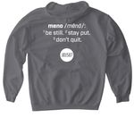 Meno Wear (Definition), a Charcoal Gildan Softstyle Pullover Hoodie (back-view)