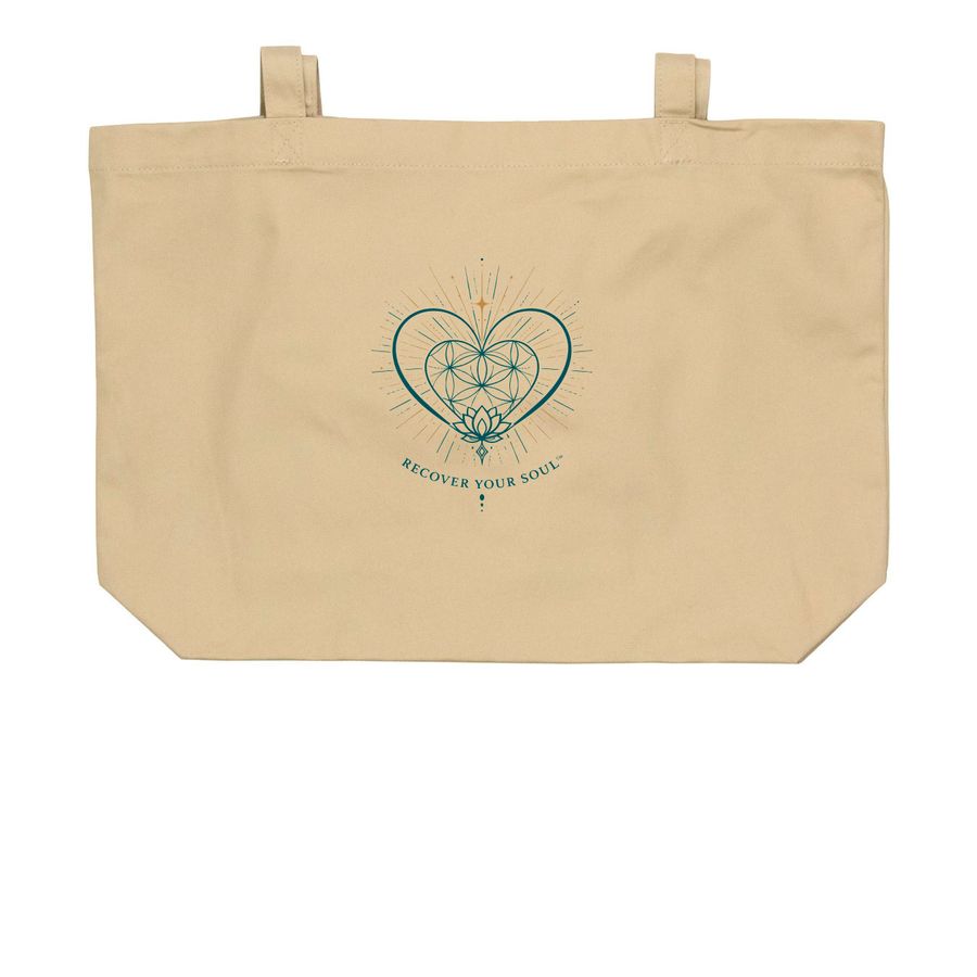 Recover Your Soul, a Oyster Large Organic Cotton Tote Bag