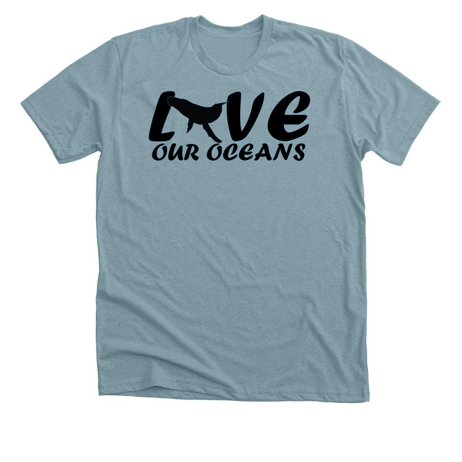 Love Our Oceans, a Heather Blue Lagoon Premium Unisex Tee
