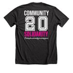 Community Solidarity 20th Anniversary Gear, a Dark Grey Heather Premium Unisex Tee (back-view)
