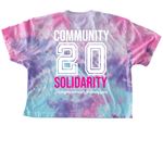 Community Solidarity 20th Anniversary Gear, a Cotton Candy Women's Tie Dye Cropped Tee (back-view)