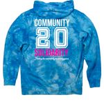 Community Solidarity 20th Anniversary Gear, a Aqua Blue Tie Dye Pullover Hoodie (back-view)