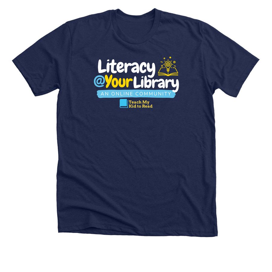 Literacy @ Your Library, a Solid Navy Blend Premium Unisex Tee
