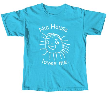 Nia House loves me. tshirt., a Lagoon Blue Comfort Colors Unisex Tee