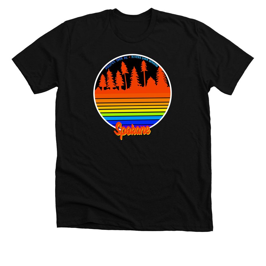 Aquifer Over AI ? Rivers Over Servers, a Solid Black Blend Premium Unisex Tee