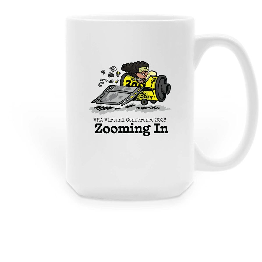 VRA 2026 Zooming In Mug, Style: Film, a White Large Coffee Mug