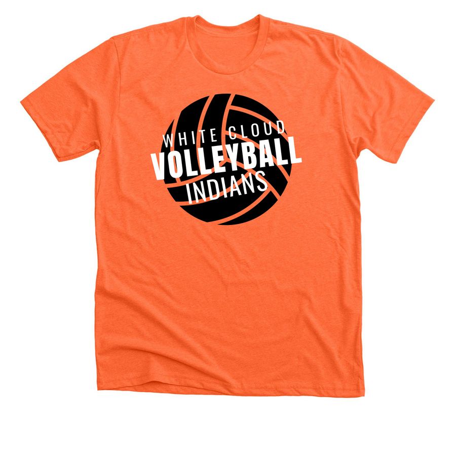 White Cloud Volleyball, a Heather Orange Premium Unisex Tee