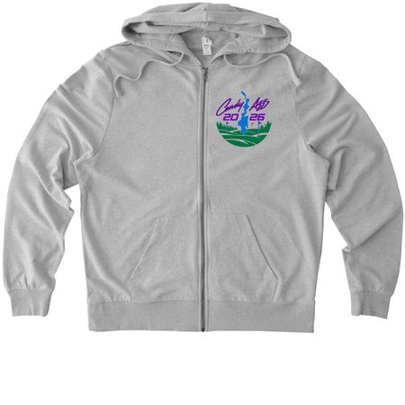 Candy Ass Main Colored, a Granite Grey Heather Allmade Organic French Terry Zip Up Hoodie
