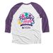 Puzzling For Hope, a Purple Rush and Heather White 3/4 Sleeve Baseball Tee (back-view)