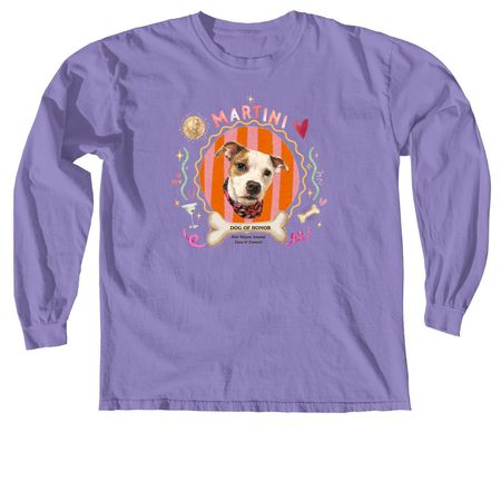 Dog of Honor Martini - Pink Design, a Violet Comfort Colors Long Sleeve Tee