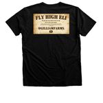 FLY HIGH ELI, a Black Heather Premium Unisex Tee (back-view)