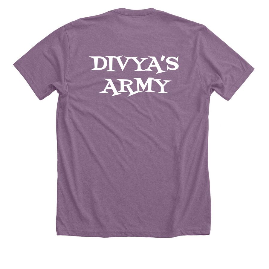 Divya?s Army, a Heather Purple Premium Unisex Tee (back-view)