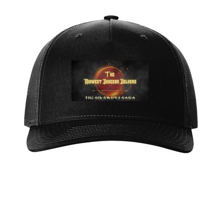 The Six Sword Saga Cap Collection, a Black Printed Five-Panel Trucker Cap