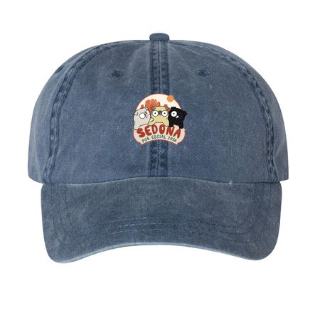 Sedona Pug Social Hat, a Navy Printed Pigment Dye Baseball Cap