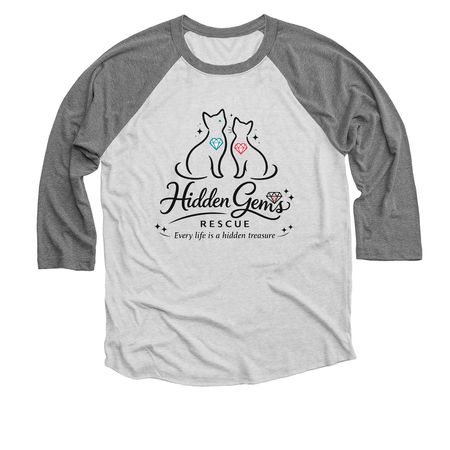 Hidden Gems Rescue&nbsp;, a Premium Heather and Heather White 3/4 Sleeve Baseball Tee