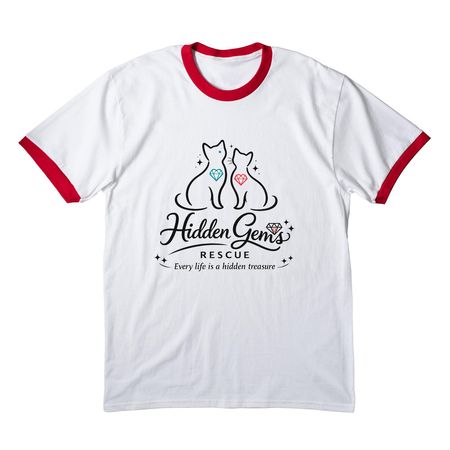 Hidden Gems Rescue&nbsp;, a White/ Red Cotton Ringer Tee