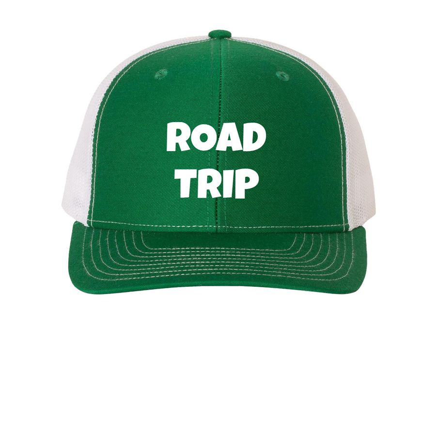 Road Trip Trucker Cap, a Kelly/ White Printed Snapback Trucker Cap