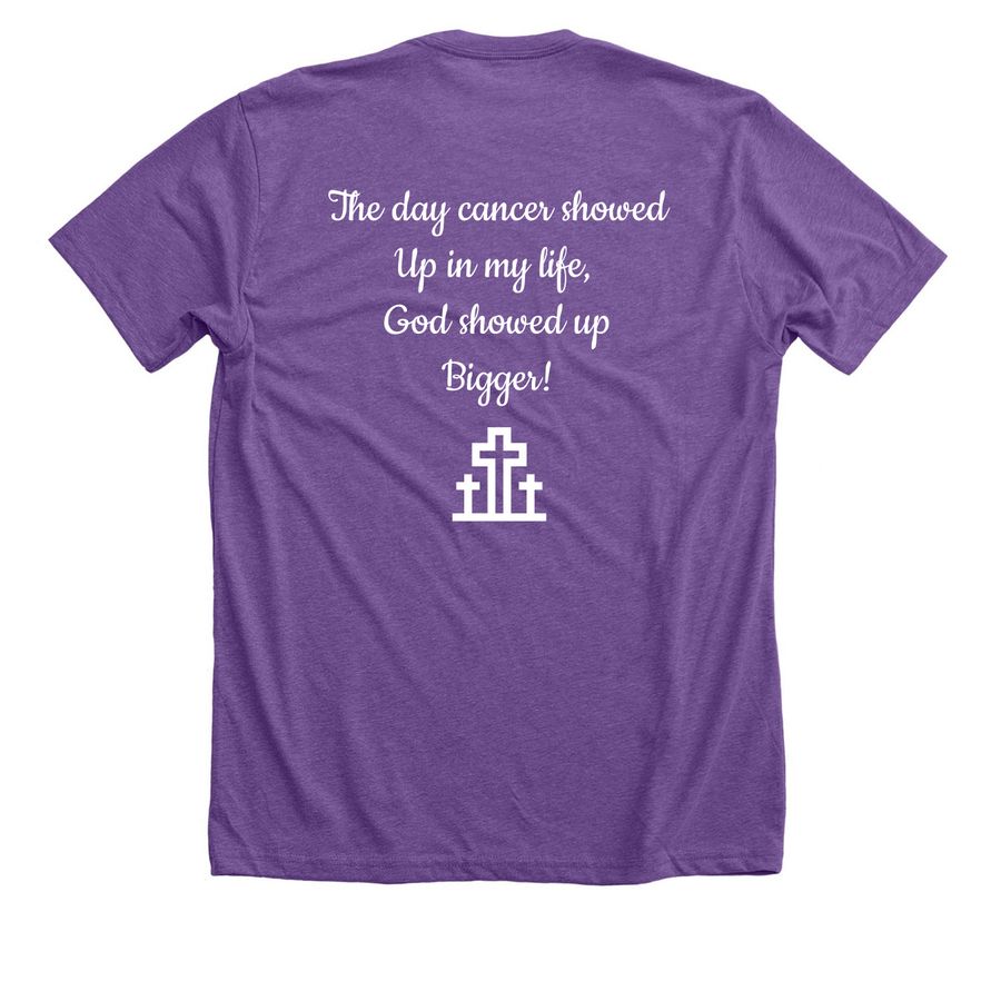 Faith, Hope, Strength, and Love, a Heather Team Purple Premium Unisex Tee (back-view)