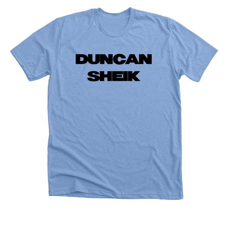 Duncan Sheik (Black), a Heather Carolina Blue Premium Unisex Tee