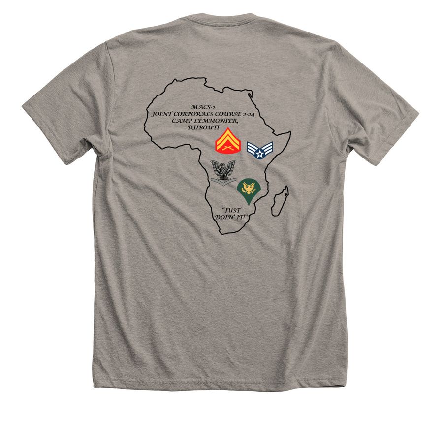 CC 2-24, a Heather Stone Premium Unisex Tee (back-view)