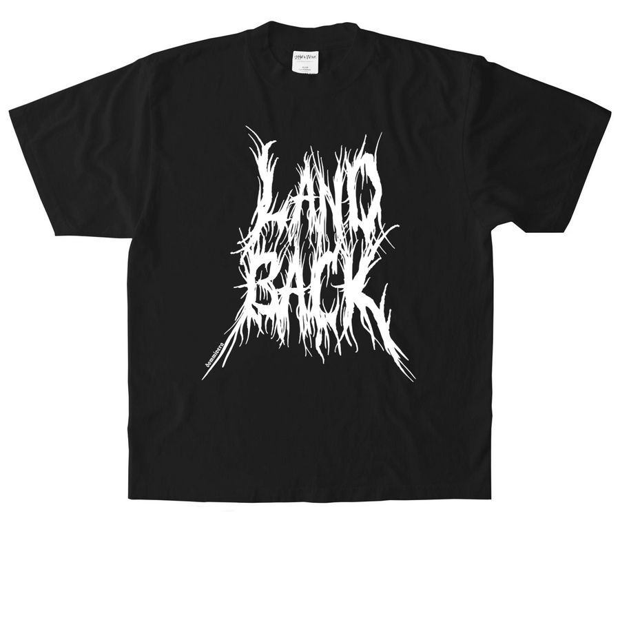 + LAND BACK 01 +, a Black Heavyweight Garment Dye Tee