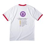 Montessori Team Tee V2, a White/ Red Cotton Ringer Tee (back-view)