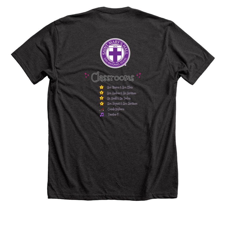 Montessori Team Tee V2, a Dark Grey Heather Premium Unisex Tee (back-view)