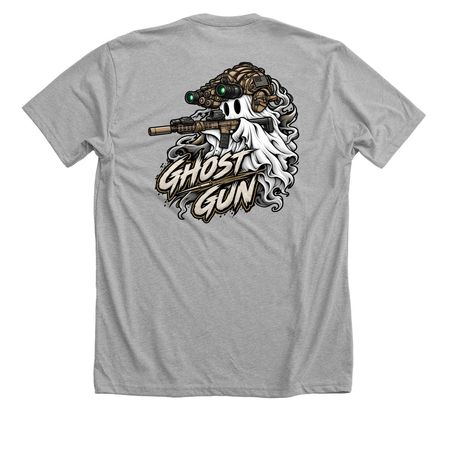 Evil Ghost Gun, a Athletic Heather Premium Unisex Tee (back-view)