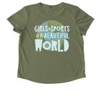 Beautiful World&nbsp;, a Olive You Green Allmade Eco Triblend Women?s Scoop Neck Tee (back-view)
