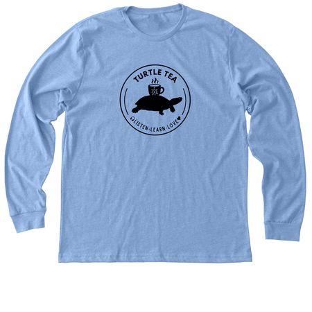 Turtle Tea Podcast, a Heather Carolina Blue Premium Long Sleeve Tee