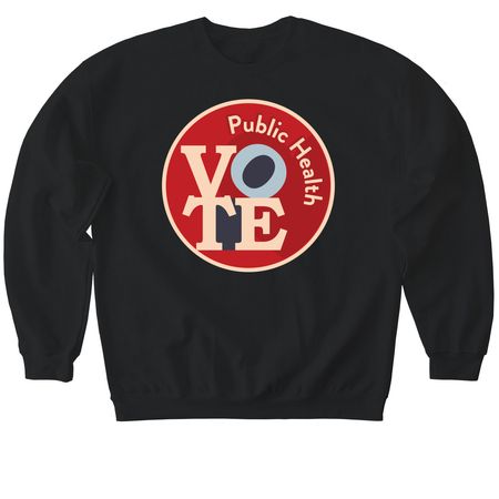 WPHA Vote Public Health, a Black Softstyle Crewneck Sweatshirt