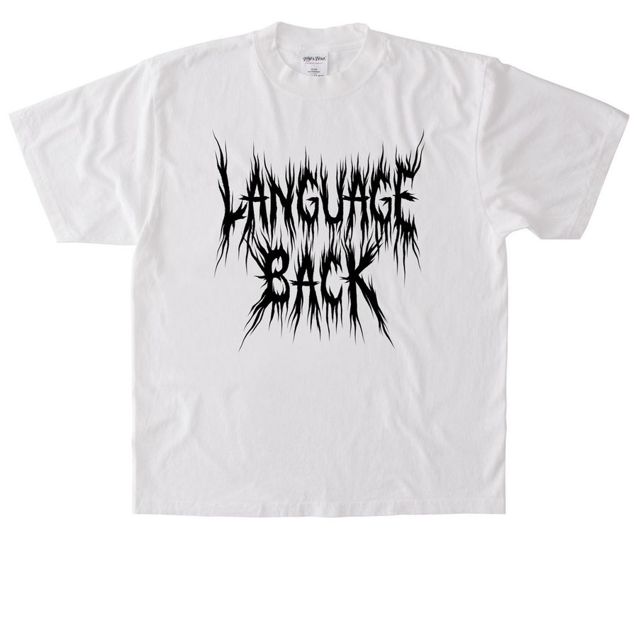 LANGUAGE BACK 01, a White Heavyweight Garment Dye Tee