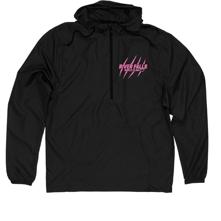 River Falls Girls Flag Windbreaker, a Black Quarter-Zip Windbreaker