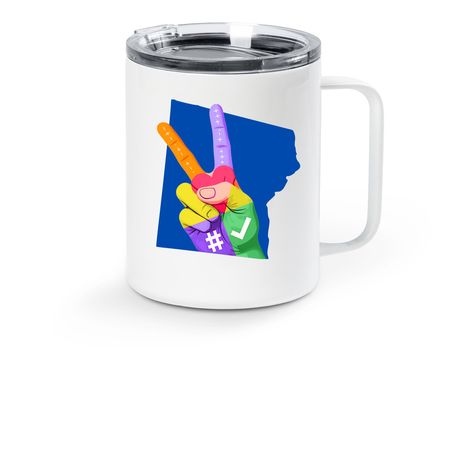 Coffee & Peace, a White Stainless Steel Travel Mug