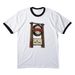 We open 7 days, a White/ Jet Black Cotton Ringer Tee