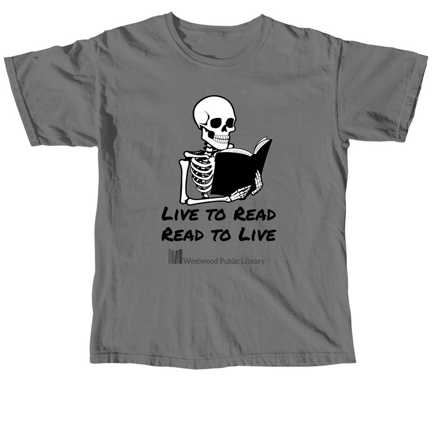 Live to Read Skeleton, a Grey Comfort Colors Unisex Tee