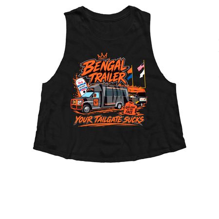Women's Bengal Trailer T's and More, a Solid Black Blend Women?s Cropped Racerback Tank