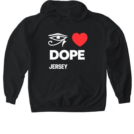 I LOVE Dope Jersey&nbsp;, a Black Gildan Softstyle Pullover Hoodie
