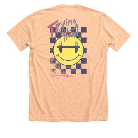 Retro fitness tee, a Heather Peach Premium Unisex Tee