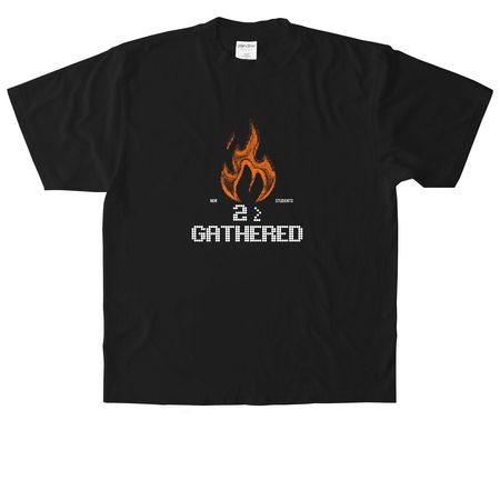 2> GATHERED (colors fire), a Black Heavyweight Garment Dye Tee
