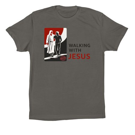 Walking With Jesus, a Asphalt Premium Cotton Tee