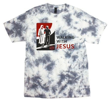 Walking With Jesus, a Grey Crystal Tie Dye Tee